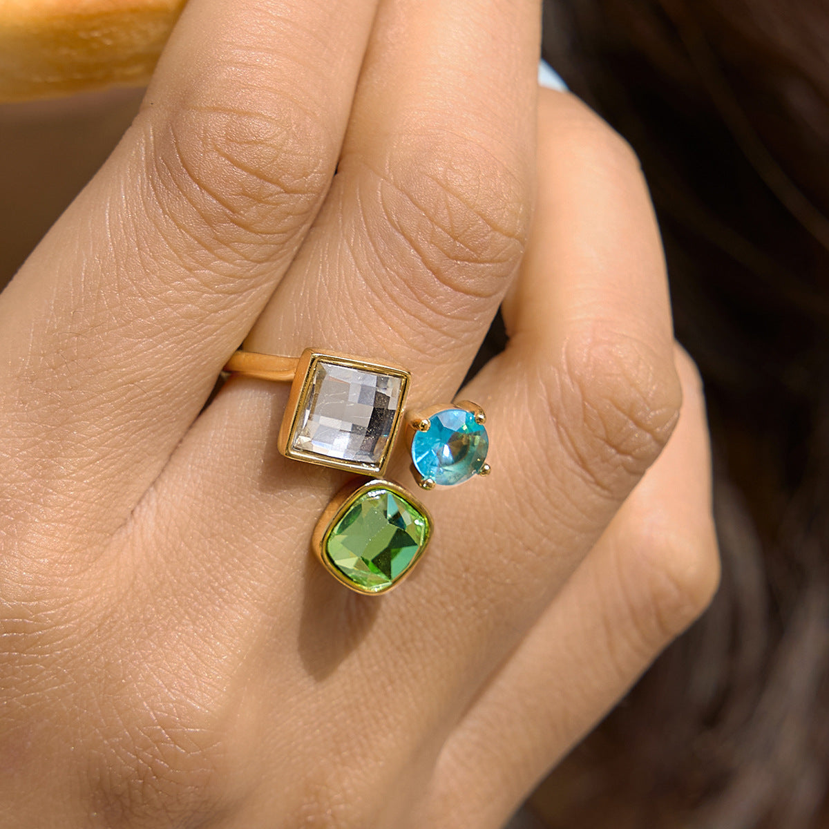 Asymmetric colorful ring viewed from another angle