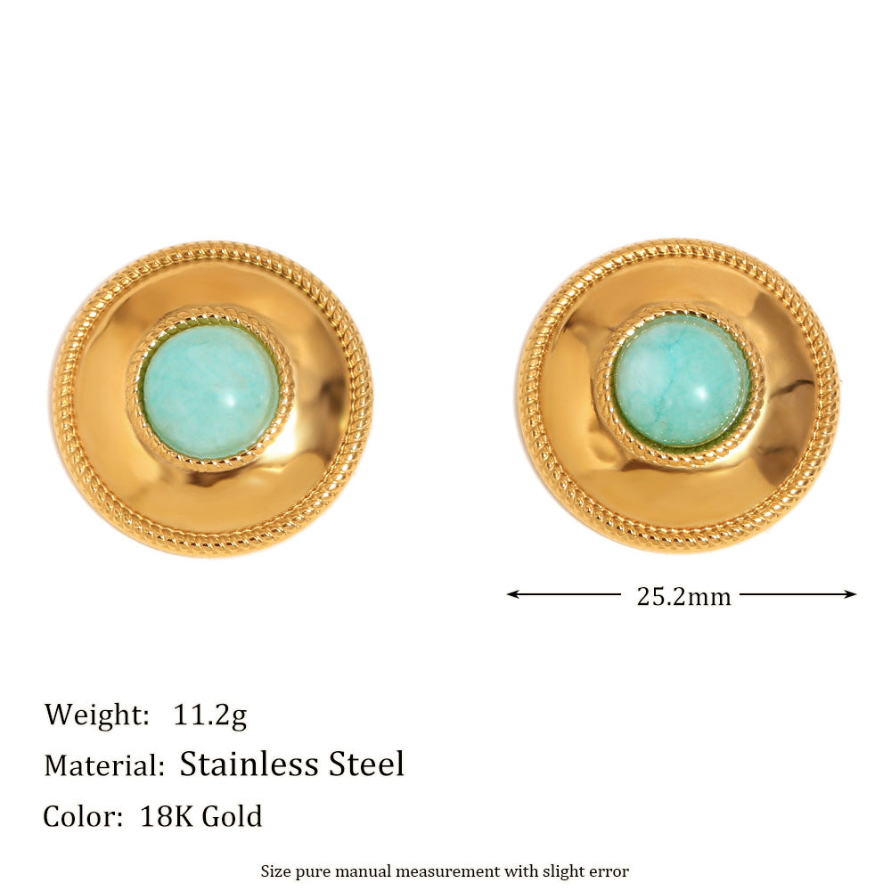 25.2 mm amazonite stud earrings with size and weight details