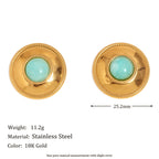 25.2 mm amazonite stud earrings with size and weight details
