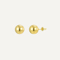 gold plated polished ball stud earrings on a white background