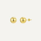 gold plated polished ball stud earrings on a white background