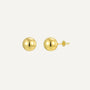 gold plated polished ball stud earrings on a white background