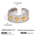 Heart Stainless Steel Ring and Stud Earring Collection in Mixed Finishes – on-model view