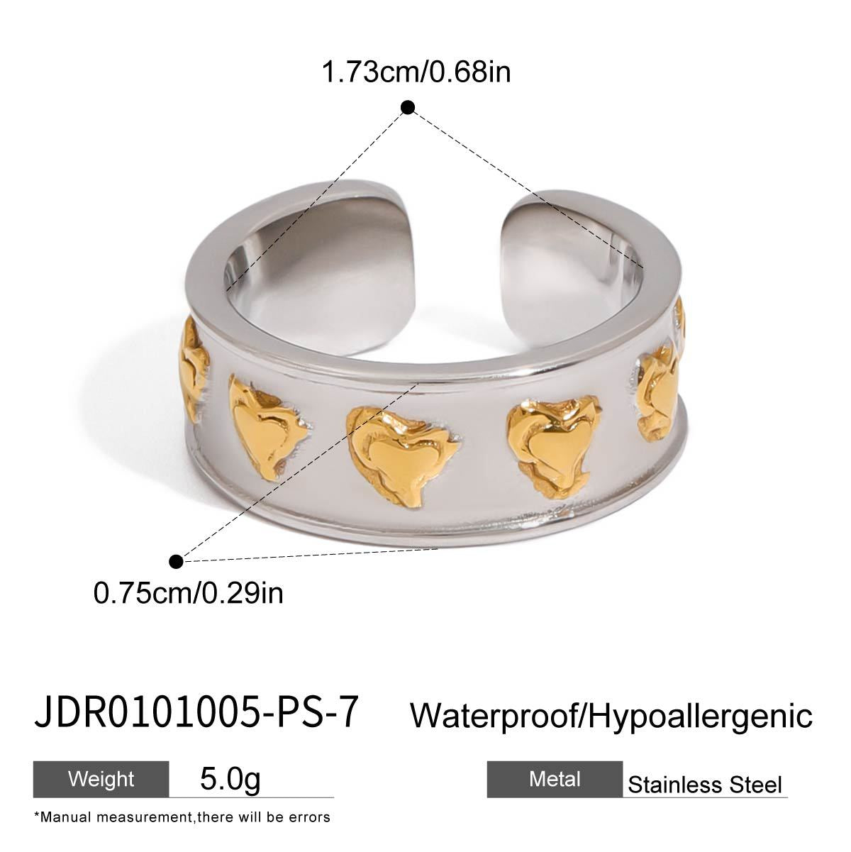 Heart Stainless Steel Ring and Stud Earring Collection in Mixed Finishes – on-model view