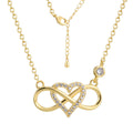 gold plated infinity heart station necklace with clasp and extension chain