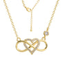 gold plated infinity heart station necklace with clasp and extension chain