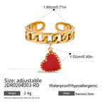 Stainless Steel Heart Stud Earrings and Charm Ring Collection — selectable styles and material reference