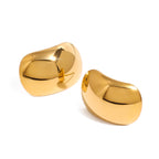 front and side views of compact rounded dome stud earrings