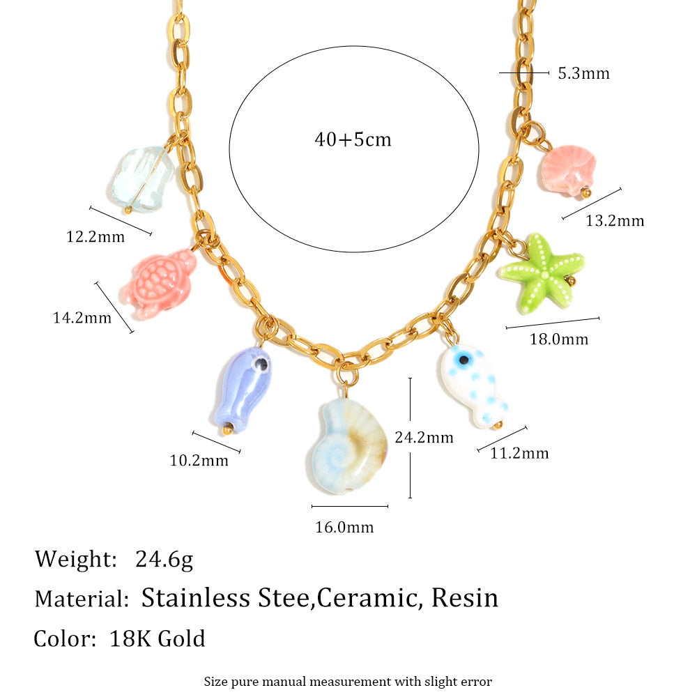 ocean charm necklace dimensions with 40 plus 5 cm chain and 24.6 g listed weight