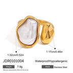 Stainless Steel Pearl-Look Earrings and Ring Collection – product view 6