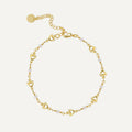gold plated brass anklet with open hearts and white beads