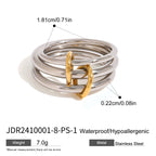 Two-Tone Stacked Stainless Steel Band Ring — wholesale view 5