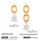 Gold-tone asymmetric link drop earrings with measurements