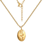 full cable chain and extension detail of the floral pendant necklace