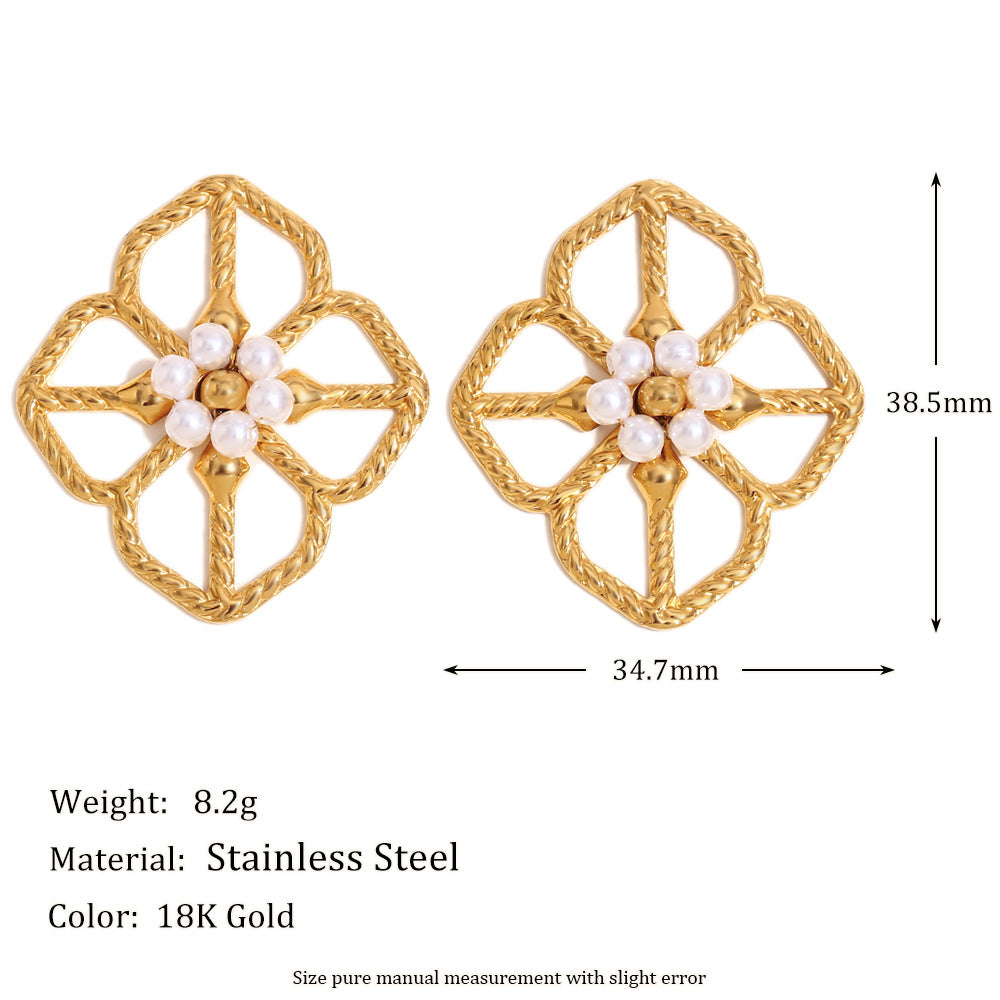 38.5 mm stainless steel flower studs with size details