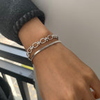 Polished Stainless Steel Oval Link Bracelet — front view of the oval link bracelet