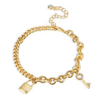 isolated lock and zirconia key charm anklet with extension chain