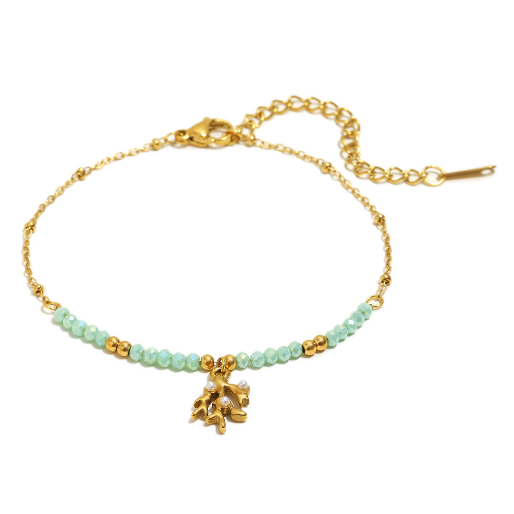 Aqua bead branch bracelet front view