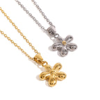 Polished flower pendant necklace finish options close-up