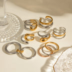 Two-Tone Sculptural Stainless Steel Ring Collection — wholesale view 3