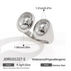 Silver tone pebble ring front and band profile