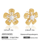 Textured five-petal stainless steel stud earring measurements