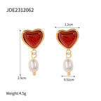 Gold-Tone Red Heart Stainless Steel Earring Collection — wholesale view 6