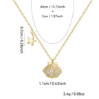 size guide for seashell necklace with 40 cm chain and 5 cm extension