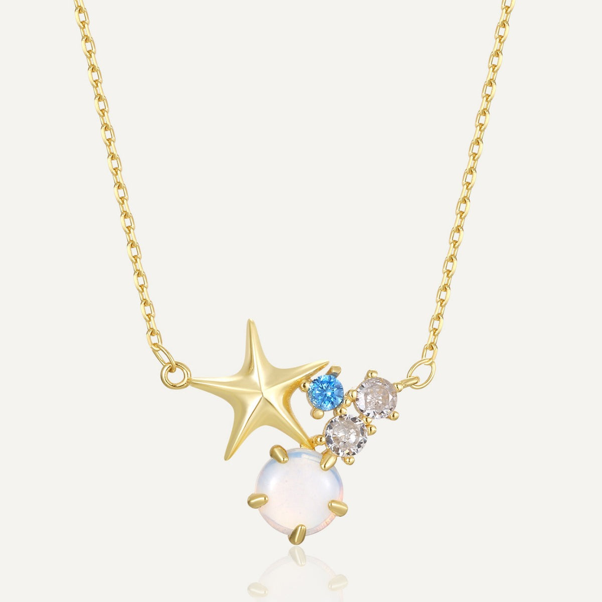 gold plated 925 sterling silver star cluster pendant necklace
