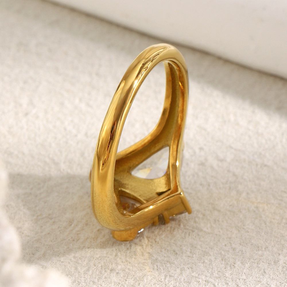 rear view of the gold plated butterfly ring setting