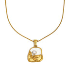 isolated front view of the softly squared botanical pendant