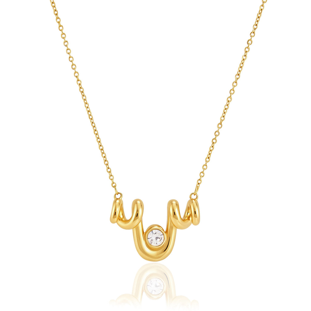 Three-curve pendant on a fine chain