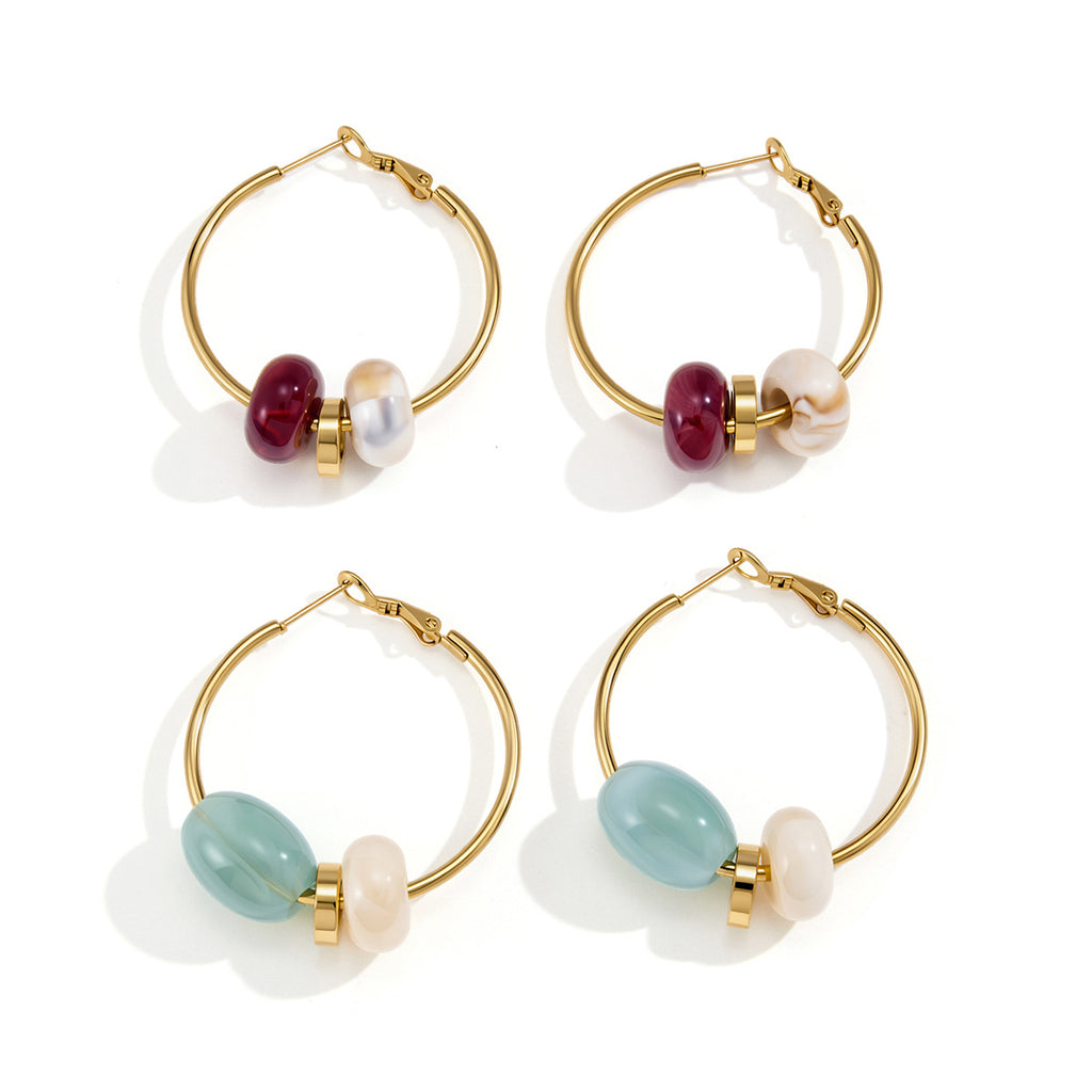Resin bead hoop earrings front comparison