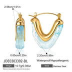 Blue marbled resin hoop front and side views