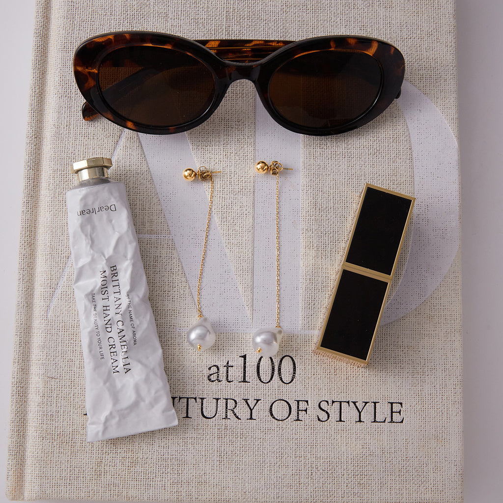 Gold-Tone Baroque Pearl-Look Stainless Steel Tassel Drop Earrings close-up product view