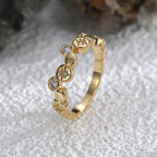 upright view of the alternating zirconia and engraved disc ring
