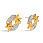 Two-Tone Star Stainless Steel Earring Collection – front view