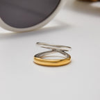 Two-Tone Sculptural Stainless Steel Ring Collection — third open wave ring option