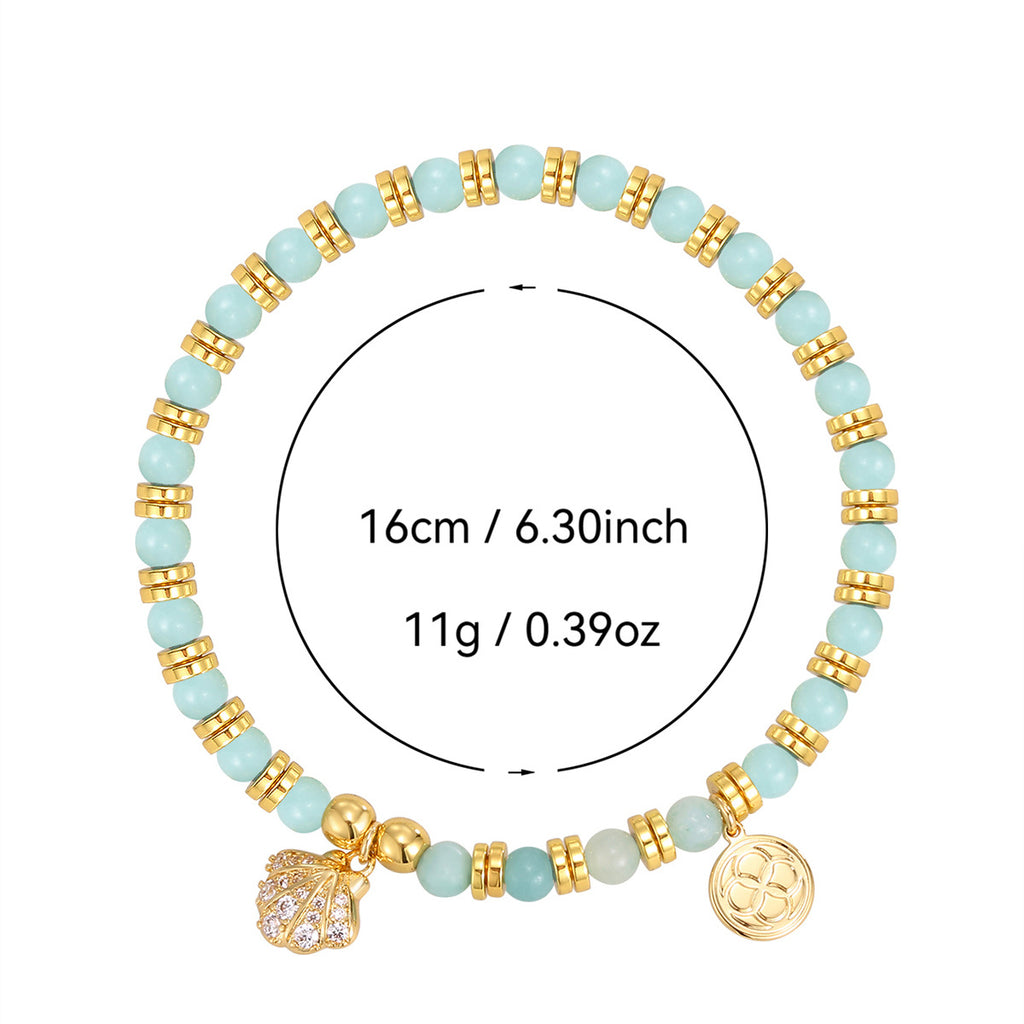 seashell charm bead bracelet with listed 16 cm length and 11 g weight