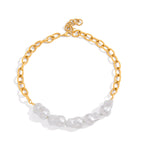 Front view of half bead half chunky chain necklace