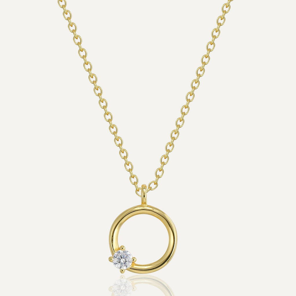 gold plated 925 sterling silver open circle pendant necklace