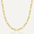 gold plated brass necklace with paperclip and curb chain links