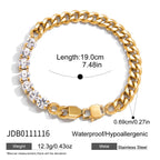 Half-stone half-curb chain bracelet with clasp