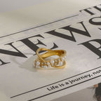 Pearl-Look Crossover Stainless Steel Ring Collection — wholesale view 3