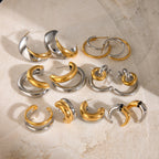 Stainless Steel Hoop Earring Collection in Mixed Finishes — detail view
