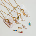 Pearl drop necklaces with interchangeable colored accents