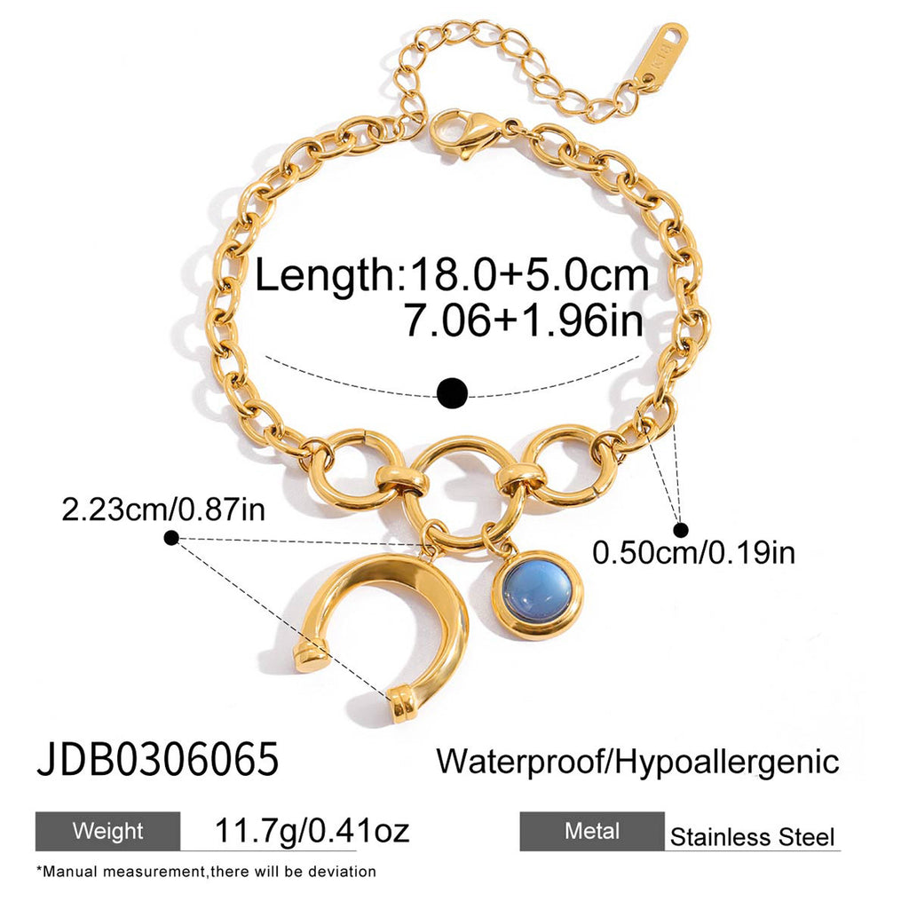 Gold-Tone Blue Resin Equestrian Stainless Steel Bracelet Collection — additional style