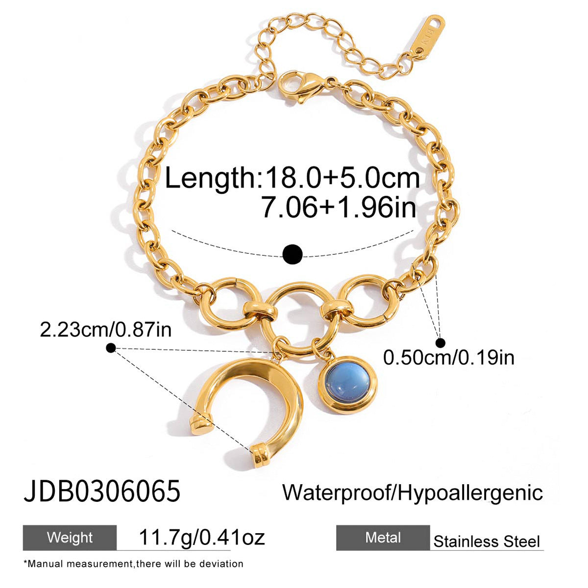 Gold-Tone Blue Resin Equestrian Stainless Steel Bracelet Collection — additional style
