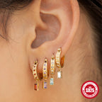gold plated 925 sterling silver baguette zirconia drop hoop earrings — product image 3 of 11