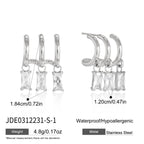 Silver-tone rectangular-drop earring measurement image